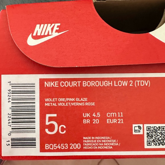 LIKE NEW! Gray & Pink Nike Court Borough Low 2; Baby Sz. 5c - Picture 10 of 10